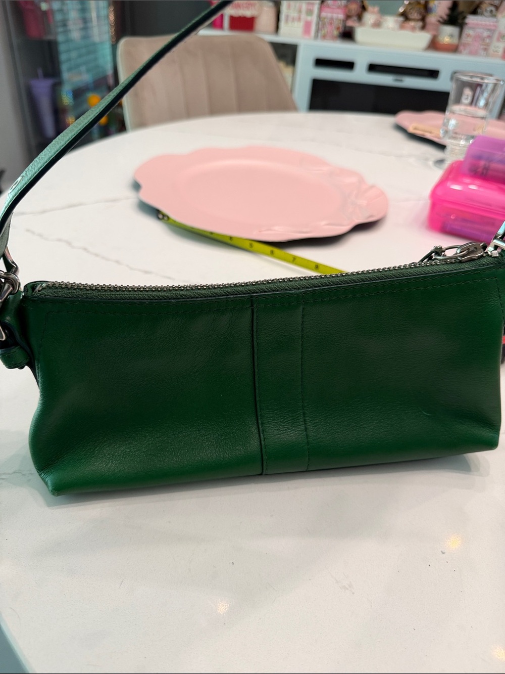 Coach Emerald Green Leather Shoulder Bag with Tassel Hangtag - Picture 5 of 5